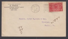 US Sc Q2, 2c Parcel Post on 1914 cover NEW YORK to PHILADELPHIA, light soiling