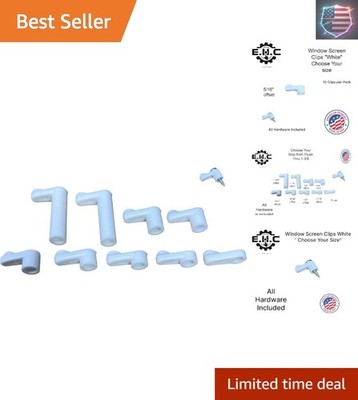 Window Screen Clips /  White  Plastic Choose Your Size! /Size Run Flush up to...