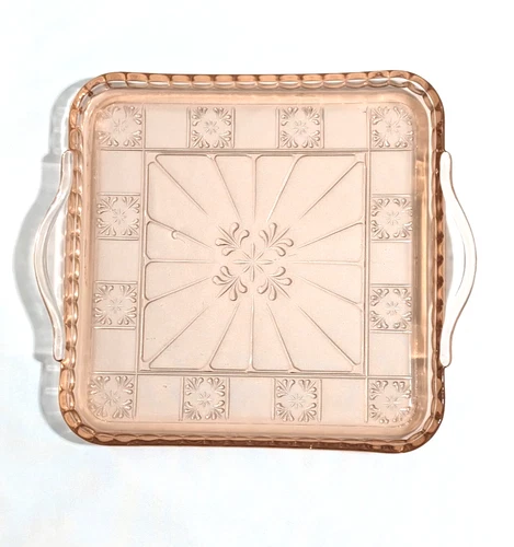 Jeanette Doric Pink 8" Square Serving Tray w/Handles