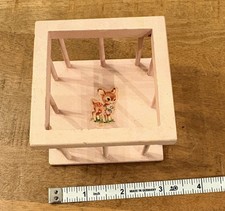 Vintage 1950's Dollhouse Miniature Mini Baby Doll Wood Playpen Baby Deer Picture