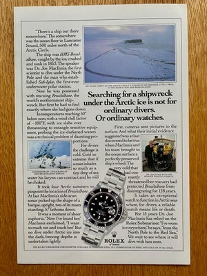 Rolex Submariner Shipwreck Arctic 1986 Vintage Watch Ad Werbung Reklame V2