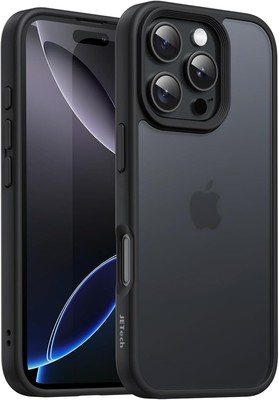JETech Matt Hülle für iPhone 16 Pro 6,3 Zoll, Stoßfest Schwarz 