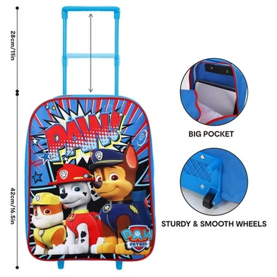TDL Jungen Kinder Paw Patrol Faltbarer Trolley Handgepäck Rollentasche Rucksack Reise