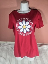 Life Is Good Positive Lifestyle Brand Active Womens Red T Shirt Crusher Tee L