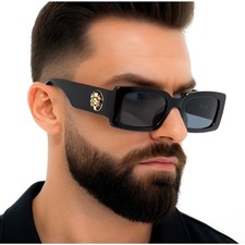 Men Sunglasses Square Dark Black Lens Cholo Style Hip Hop Street Gangster Lentes