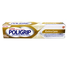 Poligrip Super Denture Adhesive Cream Extra Care 2.2 Oz Each