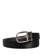 Dolce&Gabbana Men Black Dress Belt 100% Leather Metal Buckle Strap Size 85cm 34"