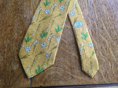 Dunhill Seidenkrawatte Blumen Blätter Print Made In England 57/3,9. Vintage 