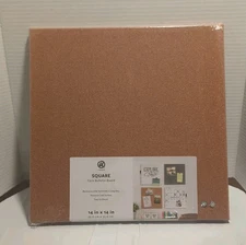 Square Corkboards, 14" x 14" Frameless w/ Mounting Hardware & Push Pins. UBrand