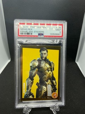 Mdas Sticker Midas Rex Sticker Panini Fortnite #135 Golden Frame Series PSA 9 Mint ...