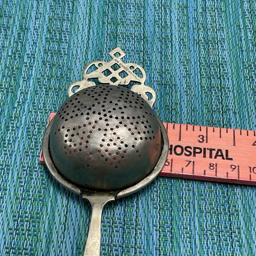 Vintage Mini Tea Strainer Coffee Sifter  6" Barware EPNS Ornate Made In England - Picture 6 of 8
