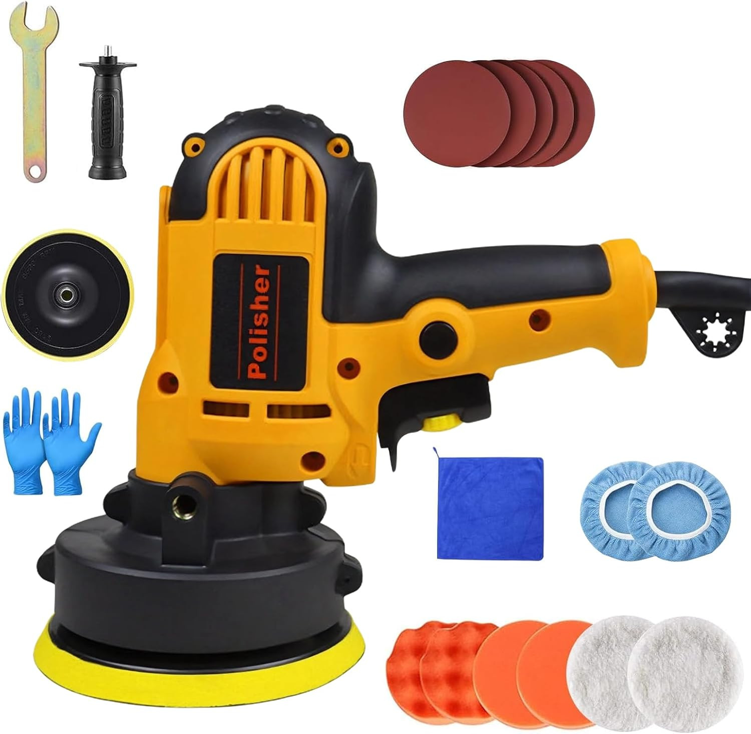 Lucidatrice Auto 700W Professionale: Set 19 Pezzi 600-3700 Giri/Min