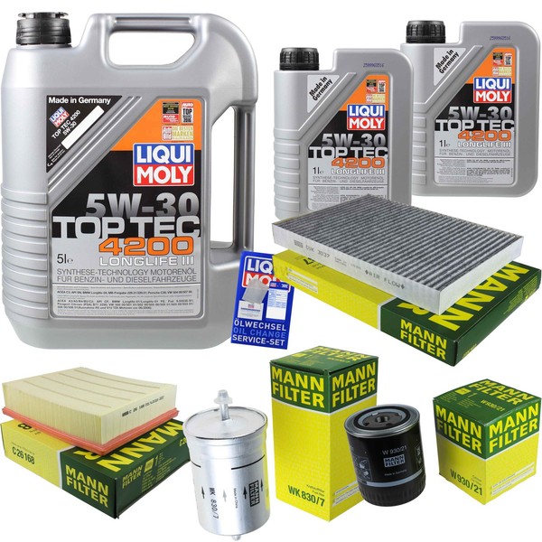 Mann Inspektionspaket 7L Liqui Moly Top Tec 4200 5W-30 FüR Audi A6 2.4 2.8-image