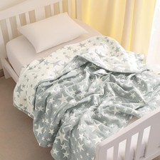 3 Layer Oversized Muslin Cotton Toddler Blanket, 45x60 Inches Jacquard Revers...