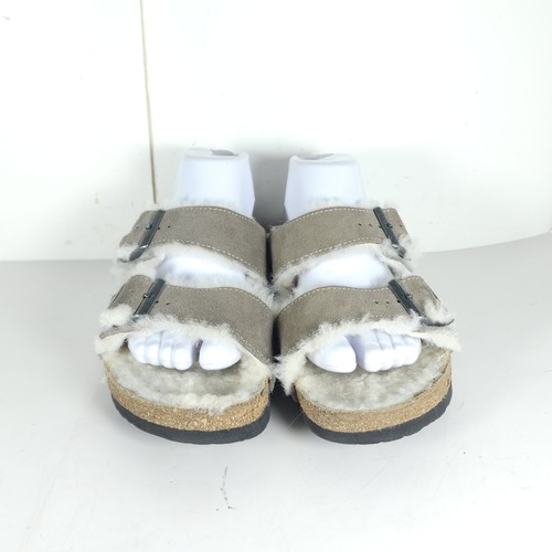 BIRKENSTOCK Sandali donna Arizona EU40 US9 stretti grigi scamosciati shearling slide - Foto 3 di 20