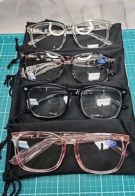 Henotin 4 Pack Reading Glasses+0.00 Blue Light Filter, Stylish Frames&design NEW