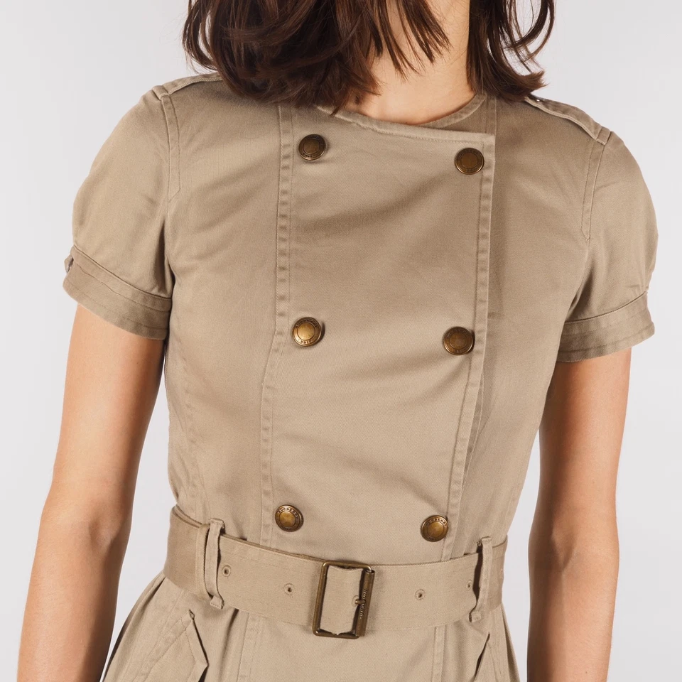 Vestido camisero Burberry Brit vintage para mujer caqui militar con cinturón talla US 4 Foto 3 de 4