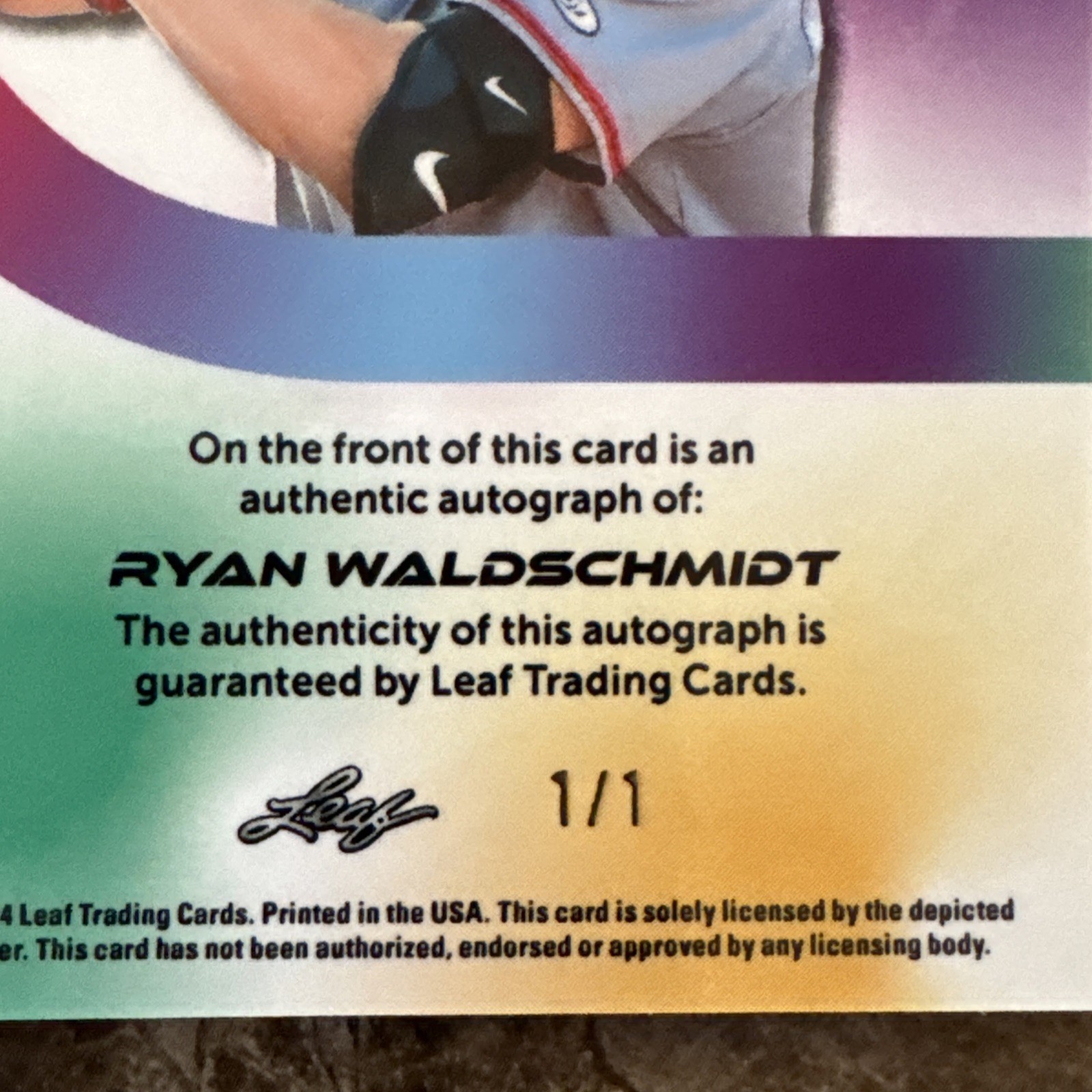 RYAN WALDSCHMIDT 2024 Leaf Vivid Draft Baseball AUTO Laser Parallel 1/1 Card! 🔥 view 3