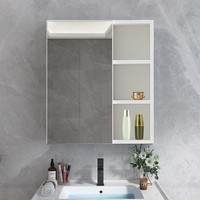 Badezimmerschrank Spiegel Wandmontage Lagerung Modern Weiß Regal Einstellbar