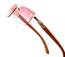 90s Classic Narrow Rectangle Designer Rimless Luxury Fashion Sunglasses Retro