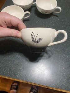 Set of 6    Stetson Black & White Tea Cup RARE Made In USA  
