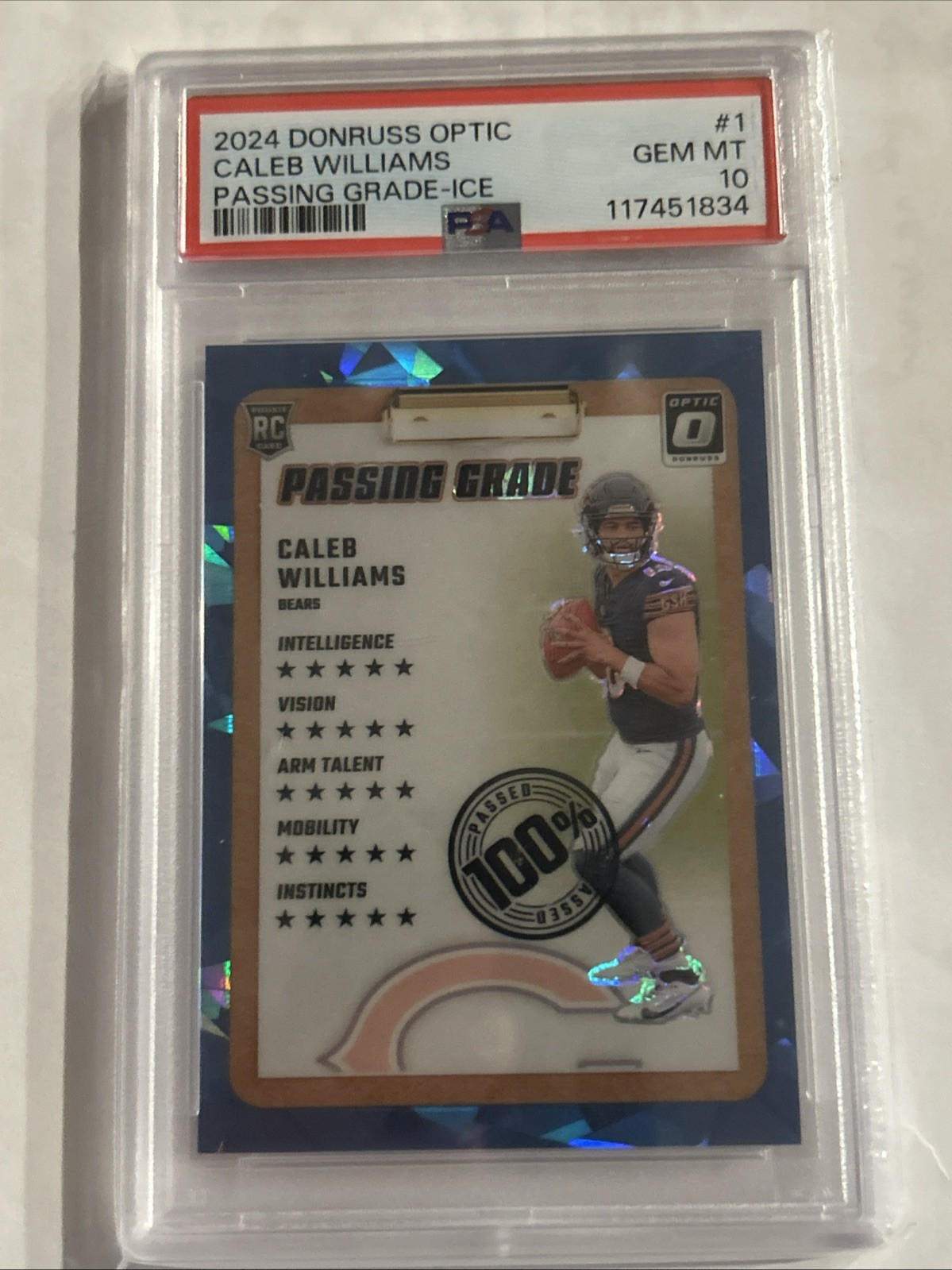 Caleb Williams Panini Donruss Optic Passing Grade #1 Ice