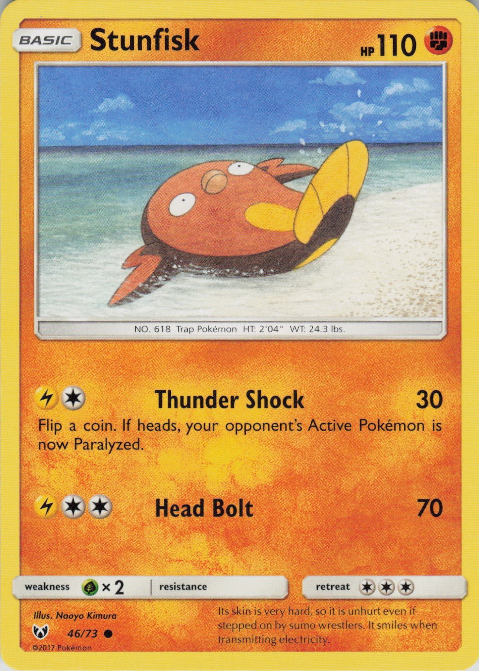 Stunfisk 46/73 Common Shining Legends Pokemon Near Mint