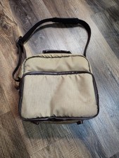 VTG Carryall CAMERA Bag w/ Shoulder Strap 3 Pockets Canvas W/ Leather Trim Brown