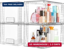 4 Pack Large Stackable Storage Drawers,Easily Assemble Acrylic Bathroom Closet U