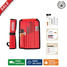 Effortless Chainsaw Maintenance Kit - 3 Round Files, File Guide & Canvas Pouch
