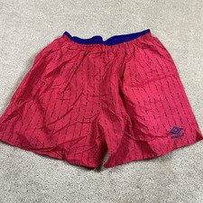Vintage Umbro Shorts Mens XL Pink Purple Sand Soccer Nylon Made USA 90s Retro