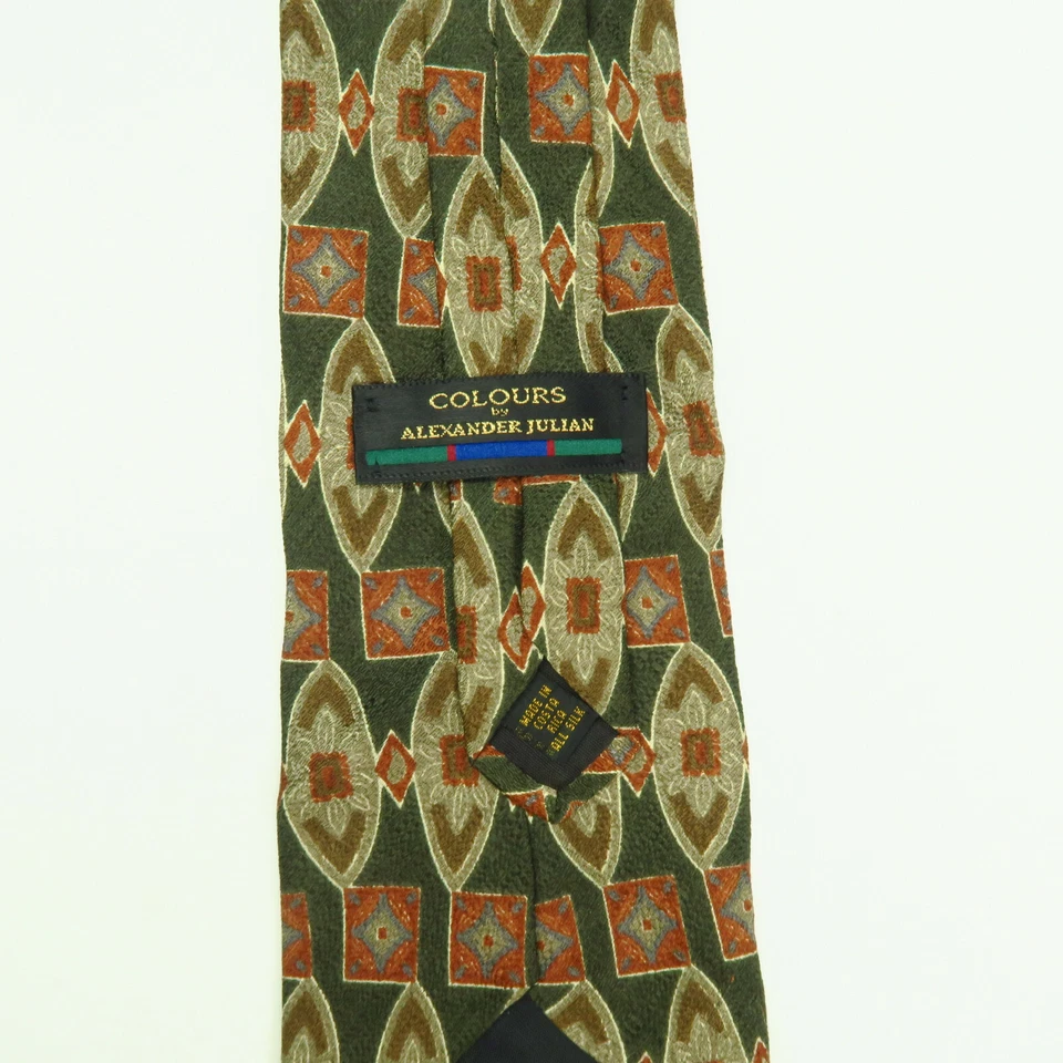 Alexander Julian Colours Mens Geometric Tribal Shields Brown Green 56"x3.75" - Image 2 of 4