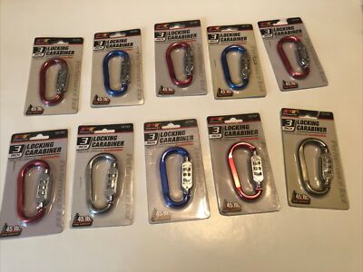 Performance Tool 20194 3'' 45 lb. Combination Lock Carabiner Lot Of 10 Fast Ship