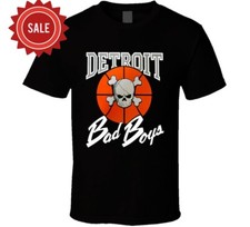Detroit Bad Boys Retro Fan T Shirt Short Sleeve Black Cotton AA6318