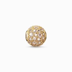 Authentic Genuine THOMAS SABO Crushed Pave Yellow Gold Plated Karma Bead K0098-414-3
