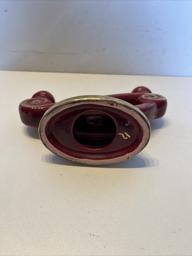 Paire De Bougeoirs En Céramique Rouge Bordeaux Et Or - Imagen 15 de 24