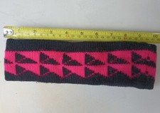 Vintage Winter Wool Headband Ear warmer Black Pink Retro Ski hat Handmade Under