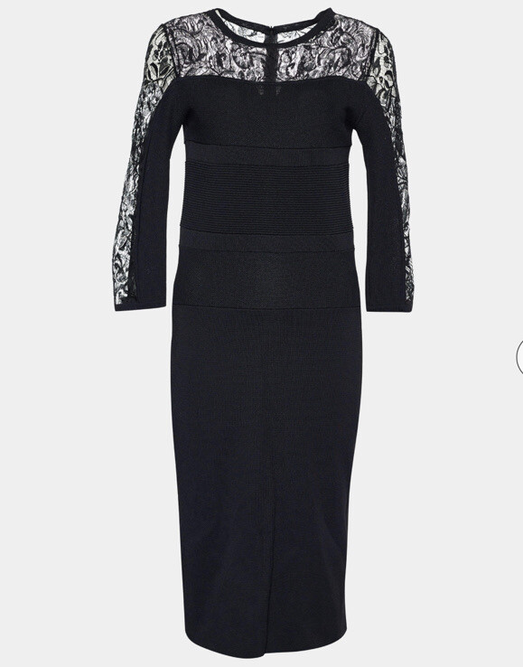 Elie Saab Black Lace Laser Cut Detail Dress S | eBay