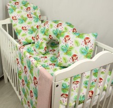 7 pc BEDDING SET cot bed blanket pillow wrap quilt cover sheet mermaids green