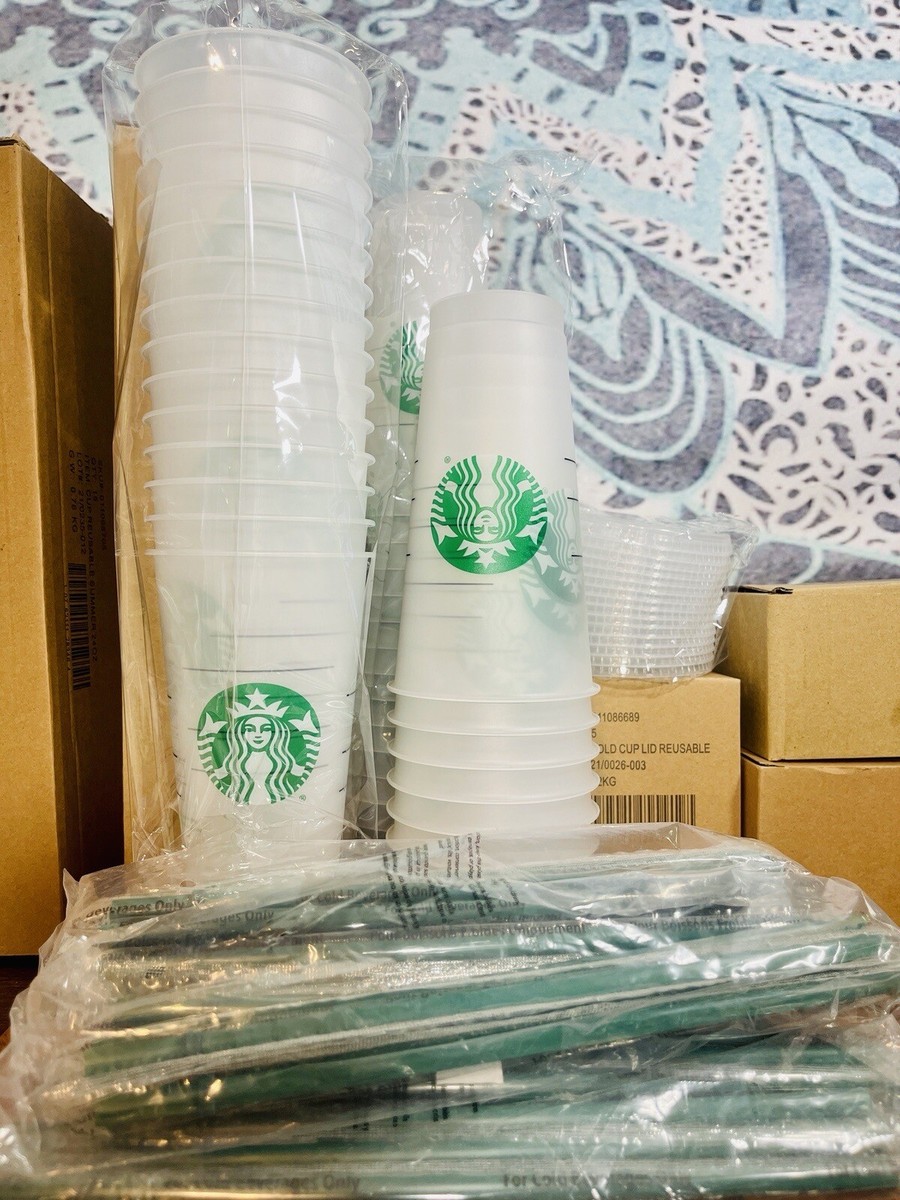 Authentic 24oz. Venti Starbucks Frosted Cold Cup *Set Includes* Cup, Straw,  Lid
