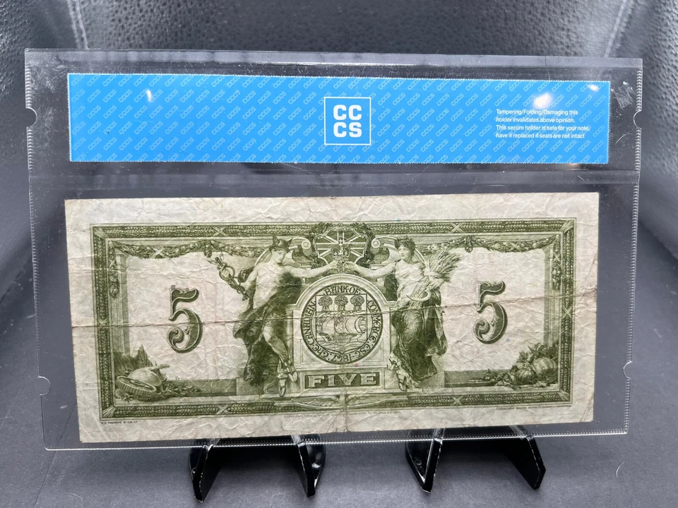 1917 Canadian Bank of Commerce $5 Bank Note Graded CCCS VF-20 SN#B360549 - Image 4 of 4