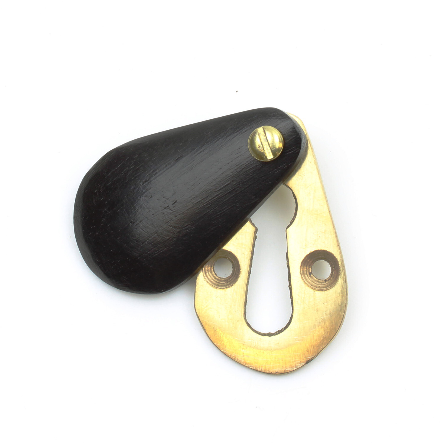 Oakcrafts - Peardrop Design Escutcheon with Cover in Ebony and Brass