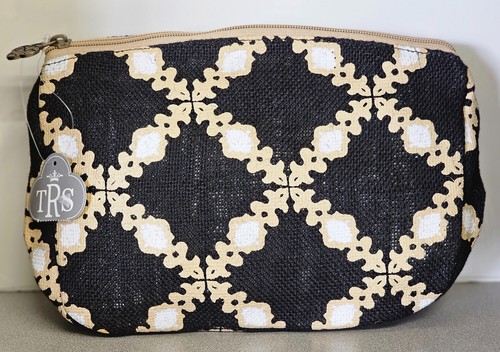 NWT Lined Jute Cosmetics Bag Makeup Purse Clutch Black & Gold The Royal Standard - Picture 2 of 3
