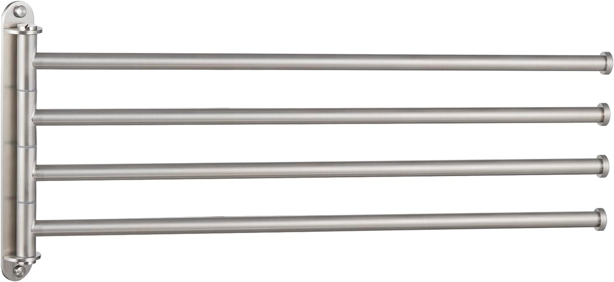 Black Swivel Towel Bar 4-Arm Extra Long Swing Out For Bathroom