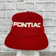 Vintage Pontiac Red Snapback Trucker Hat M/L Made In USA Cap