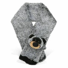 Dollibu Kids Plush Fashion Scarf, Soft Warm Stuffed Animal Scarf- Black Bear