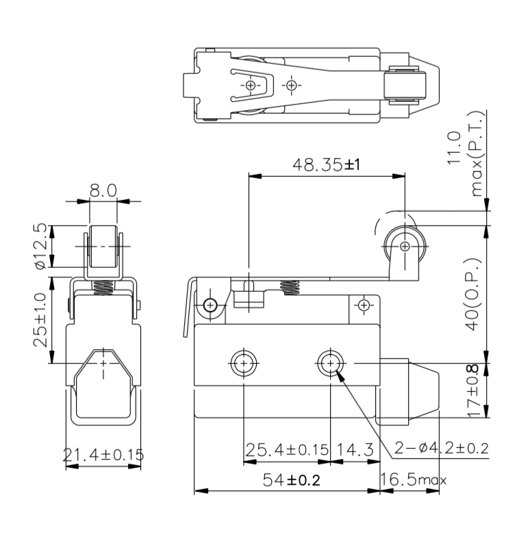 TEND TZ-7121 Horizontal Limit Switch, Hinge Roller Lever, 10A