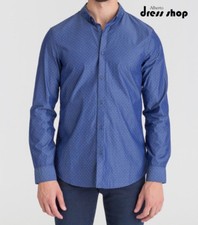 CAMICIA SLIM MICROFANTASIA ARMANI EXCHANGE UOMO 6ZZC63 ZNZFZ BLU CHAMBRAY