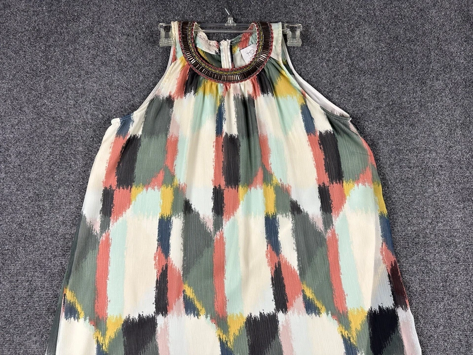 HD in Paris Anthropologie Brush Strokes Jeweled Swing Cocktail Dress  Sz 8 - Image 2 of 4