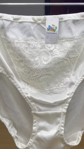 Bragas de bikini resbaladizas de nailon blanco transparente vintage talla 7/L calzoncillos de encaje floral - Vídeo 1 de 1